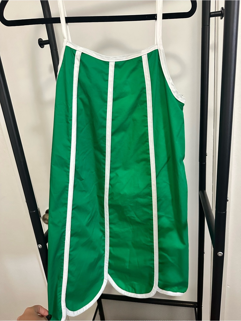 TCEC Green & White Scalloped Hem Mini Dress NWT M Pockets